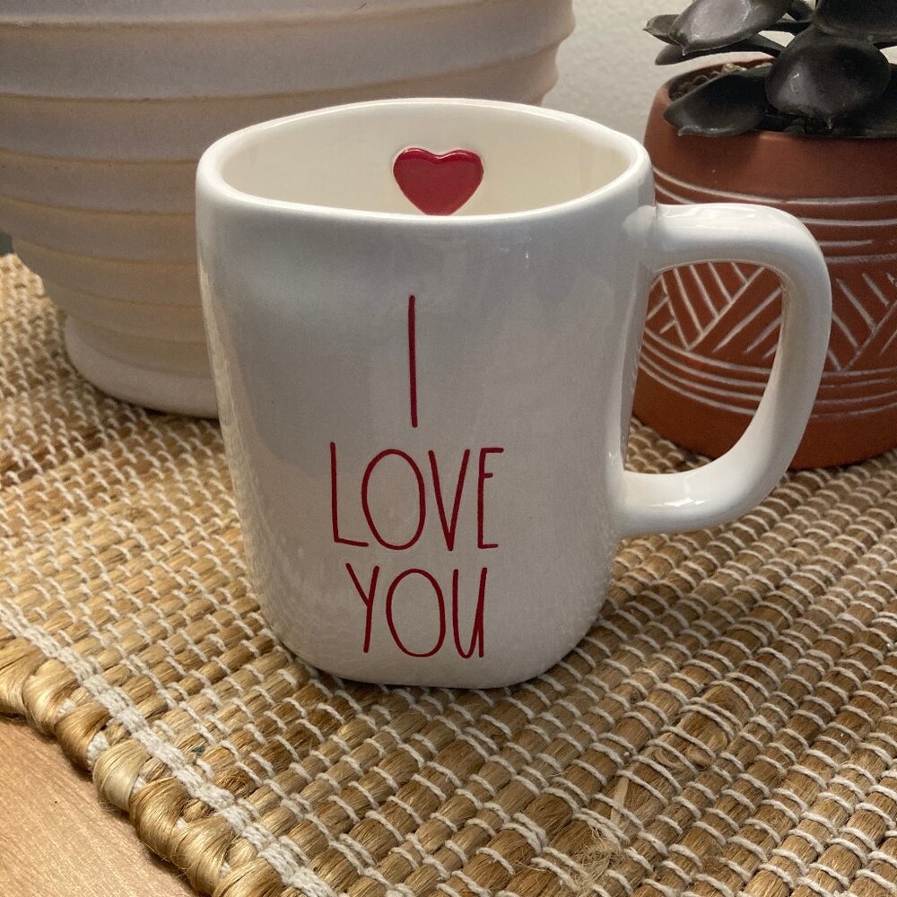 Rae Dunn Large Ceramic Coffee Mug "I Love You"